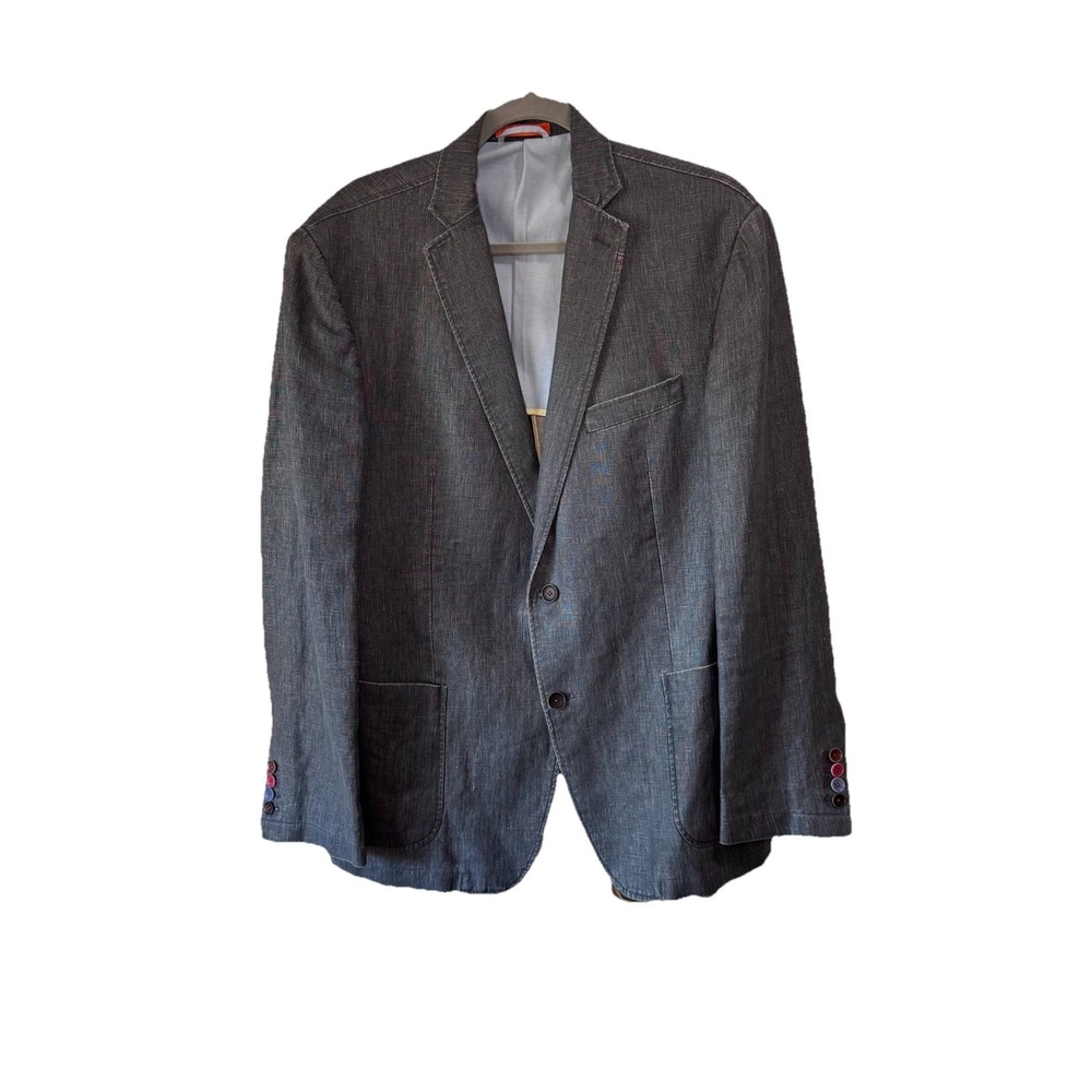 Tallia Orange Label Men's Linen Solid Slim Fit Blazer in Indigo Sz 44R